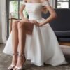 Off Shoulder Organza Wedding Dresses for Bride Midi Prom Par...