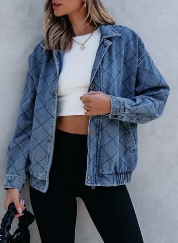 Sidefeel Women's Jean Jacket Long Sleeve Zimbaplatinum Overs...