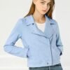 Allegra K Women's Short Soft Zip Up Faux Suede Biker Moto Ja...