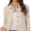 Allegra K Women's Faux Suede Jacket Point Collar Button Down...