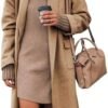 Hooever Women's Long Cardigan Wool Coat Open Front Pockets W...