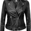 Blingsoul Leather Jacket Women - Real Lambskin Leather Asymm...