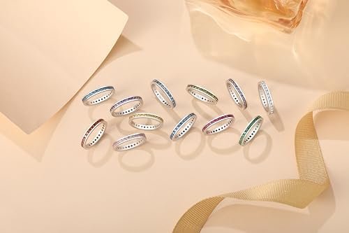 Muses Art Design Sterling Silver 925 CZ Birthstone Eternity ...