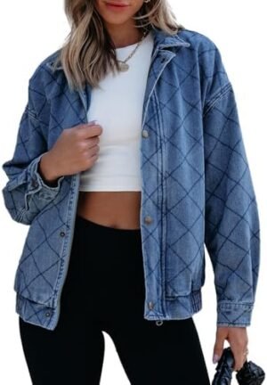 Sidefeel Women's Jean Jacket Long Sleeve Zimbaplatinum Overs... Sidefeel Women's Jean Jacket Long Sleeve Zimbaplatinum Overs...