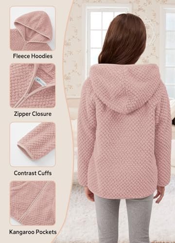 Kids Winter Full Zip Sherpa Long Sleeve Solid Fleece Hoodie ...