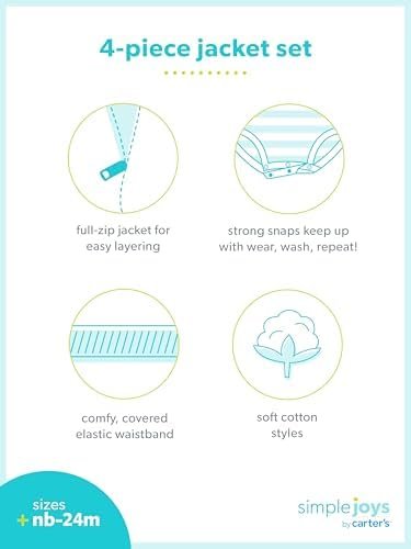 Simple Joys by Carter's Baby Girls' 4-Piece Jacket, Pant, an...