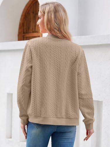 Women's Full Zip Sweatshirt Jacket Stand Collar Hoodless Out...