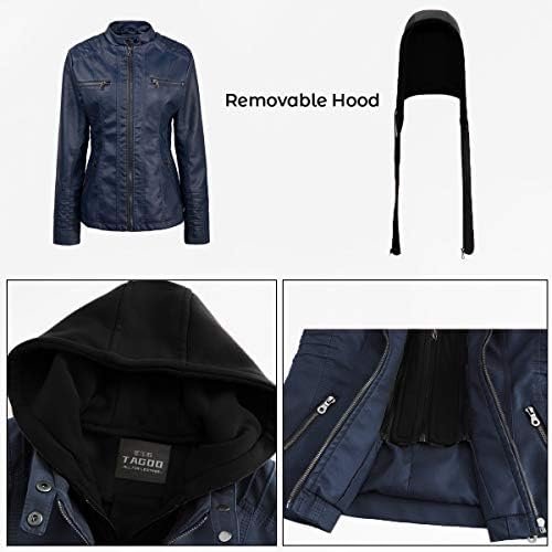 Tagoo Faux Leather Jacket Women Motorcycle Coat for Biker wi...