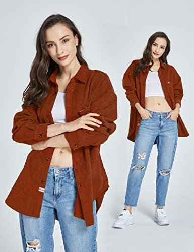 SSLR-Womens-Corduroy-Shacket-Jacket-Oversized Button Down Sh...