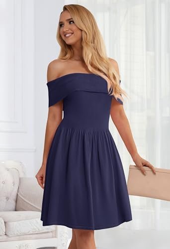 MEROKEETY Women's Summer Off Shoulder Mini Dresses 2025 Ruff...