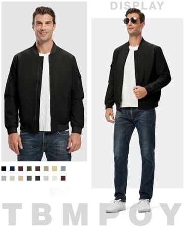 TBMPOY Men's Lightweight Bomber Jackets Light Track Jackets ...