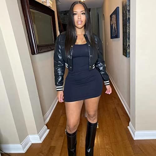 Mintsnow Womens Varsity Jacket Long Sleeve Button Down Bombe...