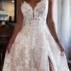 Dymaisei Spaghetti Straps Wedding Dresses with Slit Lace Bri...