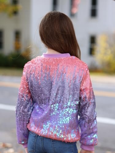 Lovekider Girls Sequin Jacket Glitter Long Sleeves Gradient ...