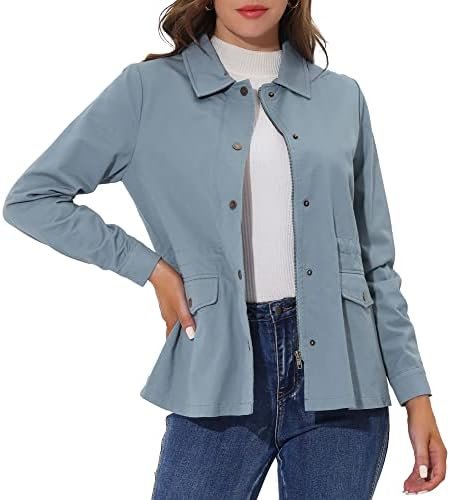 Allegra K Women's Utility Jackets Drawstring Waist 2025 Spri...