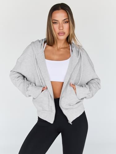 Trendy Queen Hoodies for Women Full Zip Up Cropped Sweatshir...