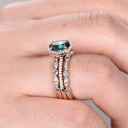 Vintage Unique Oval Cut Engagement Ring 3pcs Rose Gold Ring ...