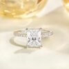 TIGRADE 4CT Engagement Ring for Women Radiant Cut Cubic Zirc...