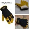 HANDLANDY Men Leather Gardening Gloves, Utility Work Gloves ...