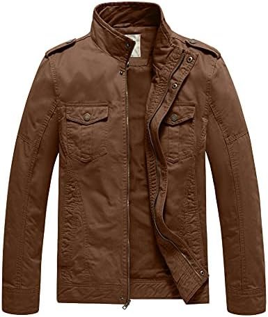 WenVen Men's Casual Washed Cotton Military Jacket