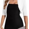 MINTLIMIT Women's Bolero Shrug Top 3/4 Sleeve Open Front Cro...