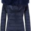 Chrisuno Women's Casual Short Winter Puffer Coat Soft Faux F...