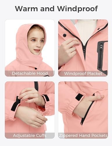 wantdo Girl's Ski Jacket Warm 3 in 1 Winter Coat Fleece Line...