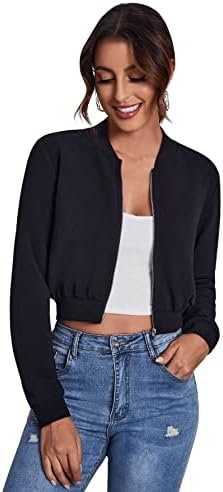 SweatyRocks Women's Casual Long Sleeve Solid Zip Up Coat Cro... SweatyRocks Women's Casual Long Sleeve Solid Zip Up Coat Cro...