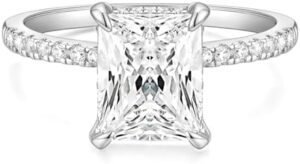 TIGRADE 4CT Engagement Ring for Women Radiant Cut Cubic Zirc... TIGRADE 4CT Engagement Ring for Women Radiant Cut Cubic Zirc...