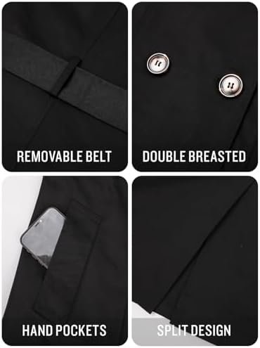 SaphiRose Women's Water-Resistant Trench Coat Double-Breaste...