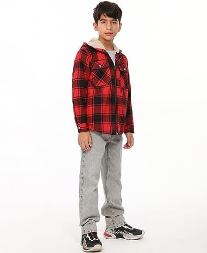 ZENTHACE Boys Sherpa Lined Full Zip Flannel Plaid Shirt Jack...