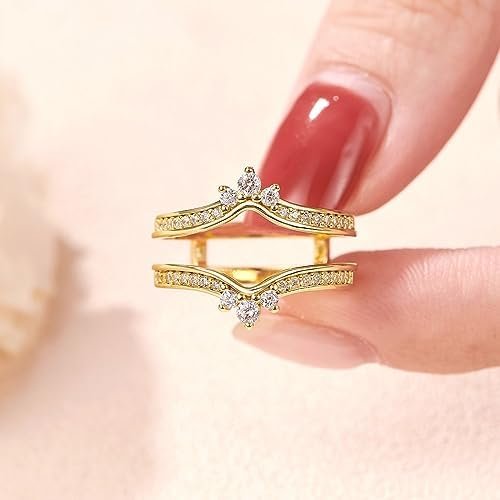 SHELOVES Crown Wedding Ring Guard Enhancers Round Cubic Zirc...