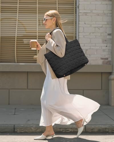 LOVEVOOK Tote Bag for Women, Large Puffer Tote Bag with Zipp...
