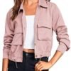 Onedreamer Women's Military Safari Cropped Jackets Button Do...