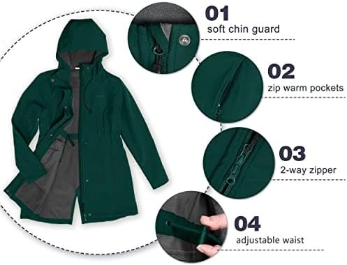 33,000ft Women's Softshell Long Jacket with Hood Fleece Line...