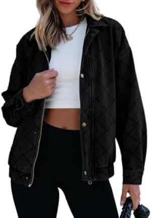 Sidefeel Women's Jean Jacket Long Sleeve Zimbaplatinum Overs... Sidefeel Women's Jean Jacket Long Sleeve Zimbaplatinum Overs...