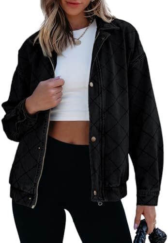 Sidefeel Women's Jean Jacket Long Sleeve Zimbaplatinum Overs...