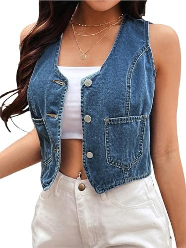 2025 Summer Women's Denim Jean Sleeveless Vest Tops Jackets ...