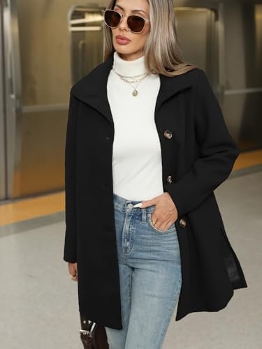 Jenkoon Women Single-Breasted A-Lined Winter Coat Mid Long W...