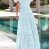 PRETTYGARDEN Summer Dresses for Women 2025 Eyelet Square Nec...