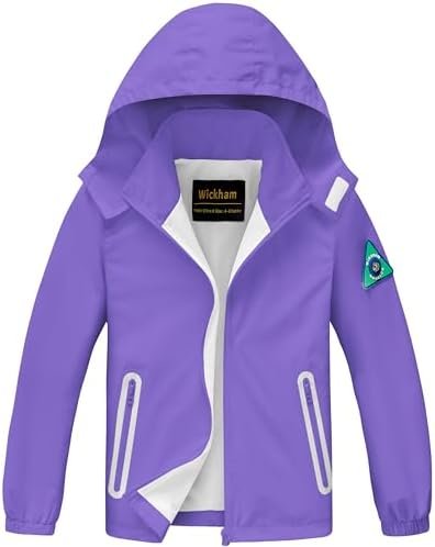 WICKHAM Boys Girls Waterproof Rain Jacket Detachable Hood Li...