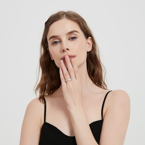 THELANDA Sterling Silver Center 1.5CT Three Stone Style All ...