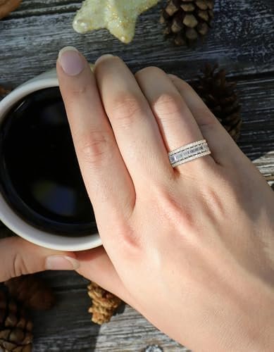 Moissanite Ring Sets for Women Band Stackable D Color VVS1 C...