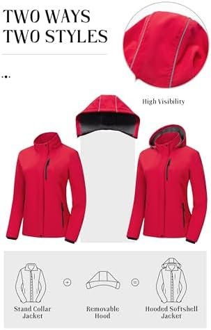 Pursky Women's Softshell Jacket Lightweight Fleece Lined Rai...