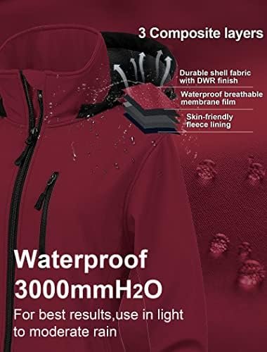 CREATMO US Women's Plus Size Long Softshell Jacket Waterproo...