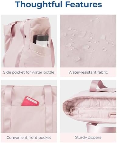 BAGSMART Tote Bag for Women with Zipper, Gym Tote with Compa...