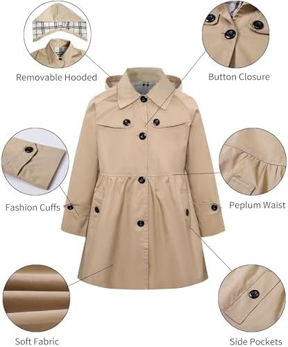 Betusline Girl's Rain Jackets Lightweight Waterproof Hooded ...