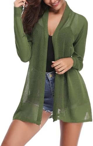 Totatuit Womens Summer Lightweight Sheer Kimono Cardigan Lon...