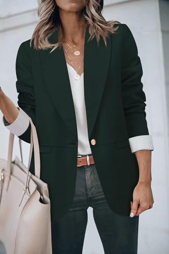 Genhoo Blazer Jackets for Women Open Front Long Sleeve Work ...
