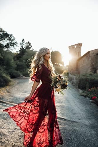 Eleter Women's Deep V-Neck Lace Romper Short Sleeve Long Dre...